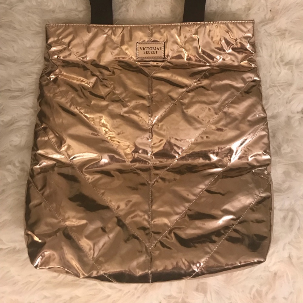 Rose gold Victoria Secret puffy tote